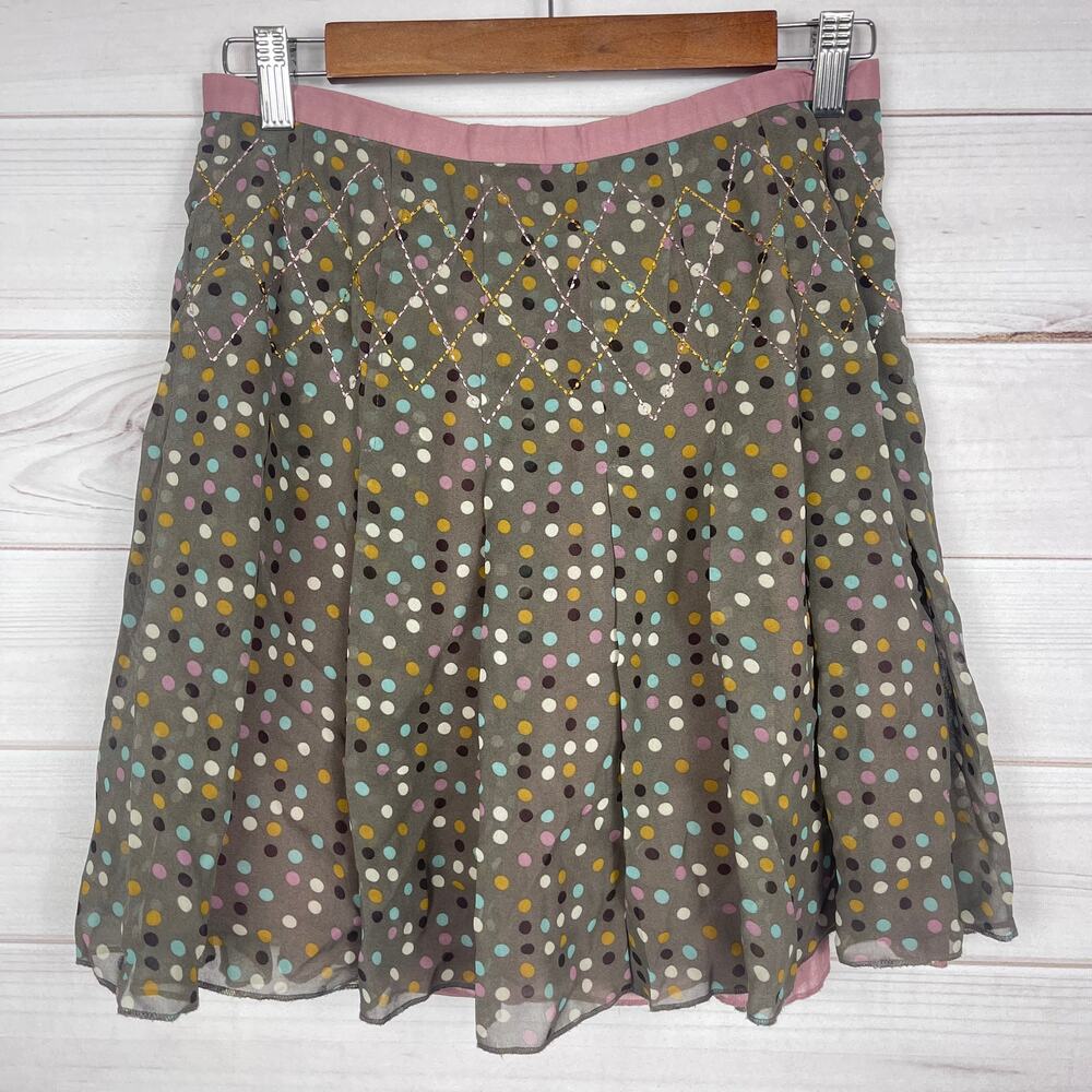 Fossil Women's Pleated Polka Dot Skirt Size 0‎